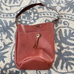 Stylish Brown Burgundy Bucket Leather Bag